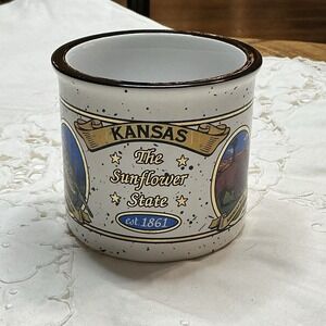 Vintage Kansas The Sunflower State est 1861 Speckled Coffee Mug Bison Meadowlark